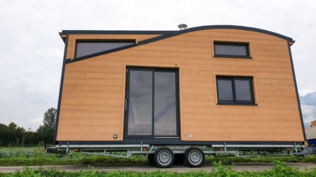 Exterior of Virginie and Mathieu Curved-Roof Tiny House