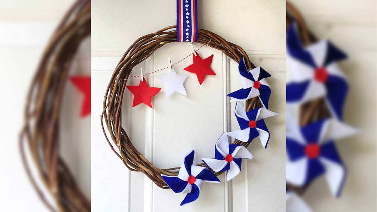 DIY 4th of July Wreaths - Felt Pinwheel Wreath