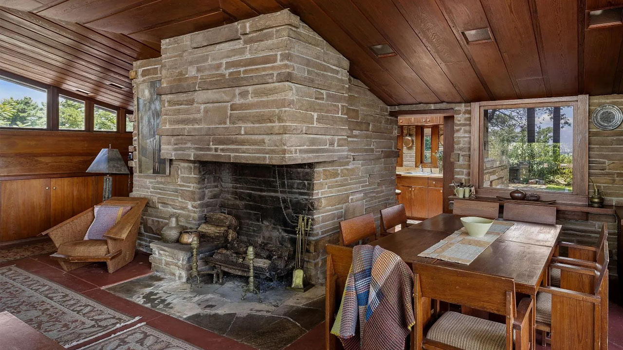 Frank Lloyd Wright home-fireplace