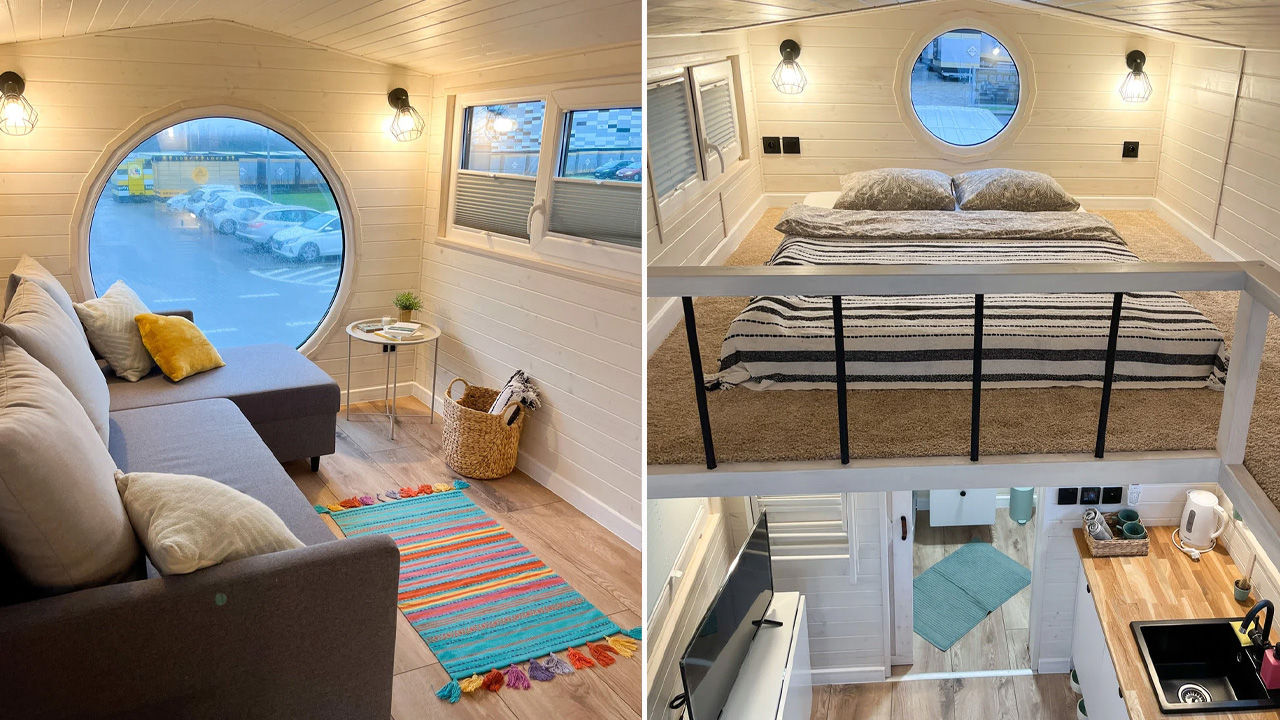 French Kiss Tiny House_Lounge Area and Loft Bedroom