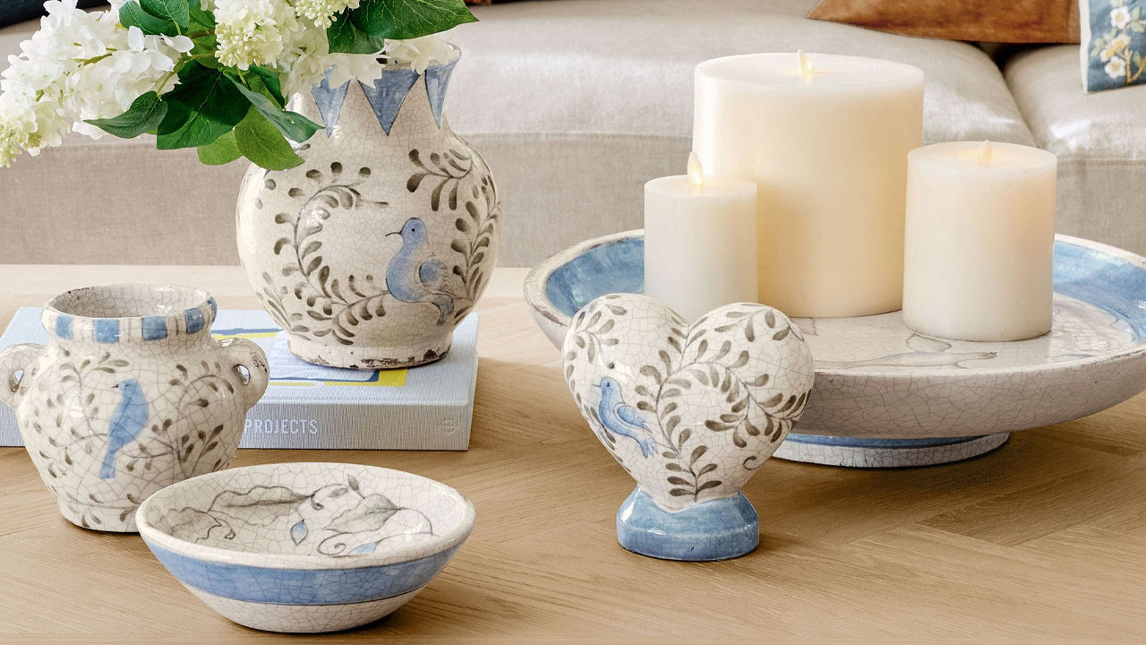 Handcrafted Bird Print Ceramic Collection