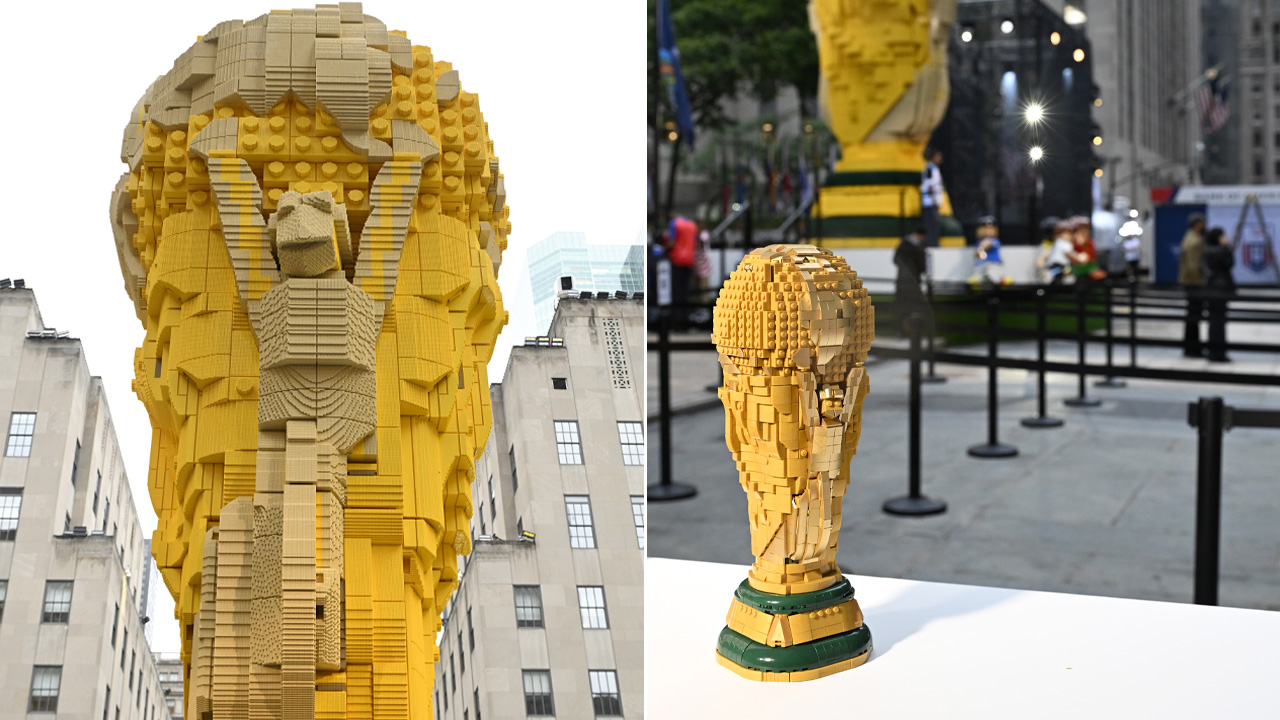 Cafu x LEGO FIFA World Cup Trophy in NYC With 1.3 Million Bricks (1)