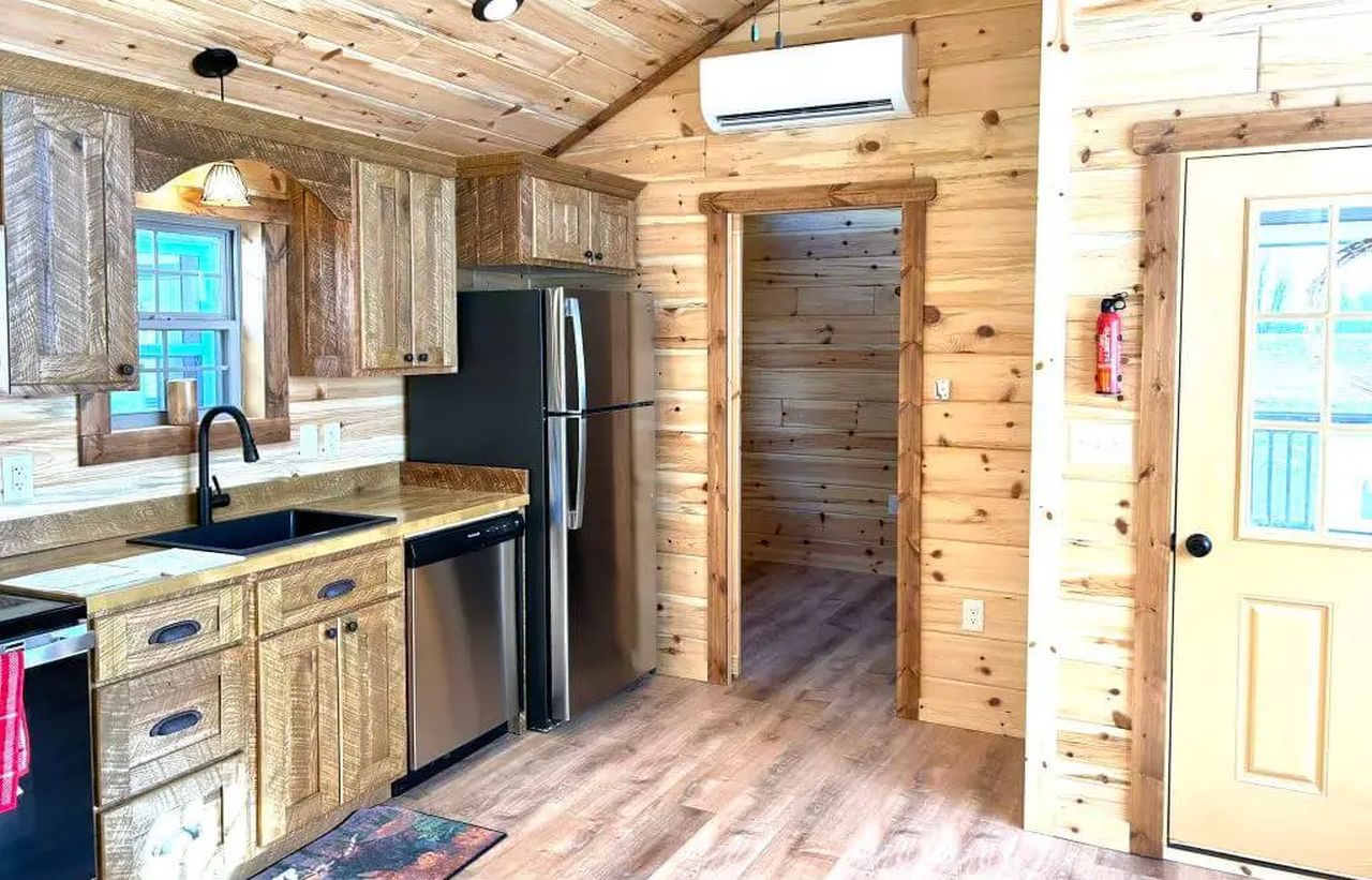 Kitchen view of Lake Tahoe Tiny House