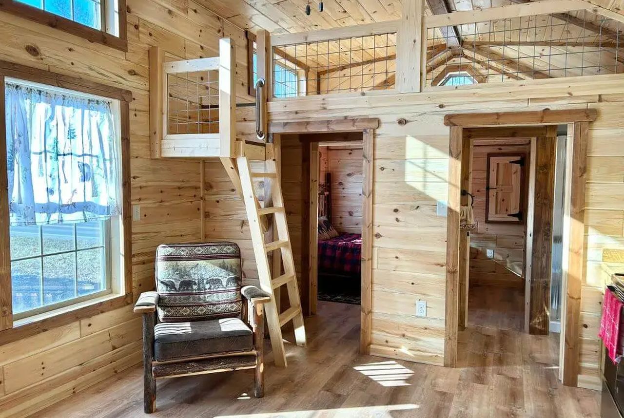 Lake Tahoe Tiny House on wheels liivng room and interior