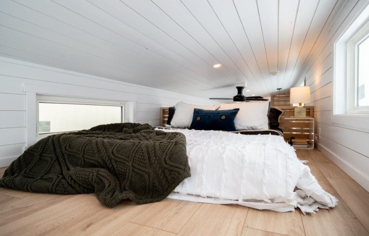 Laural tiny house loft bedroom