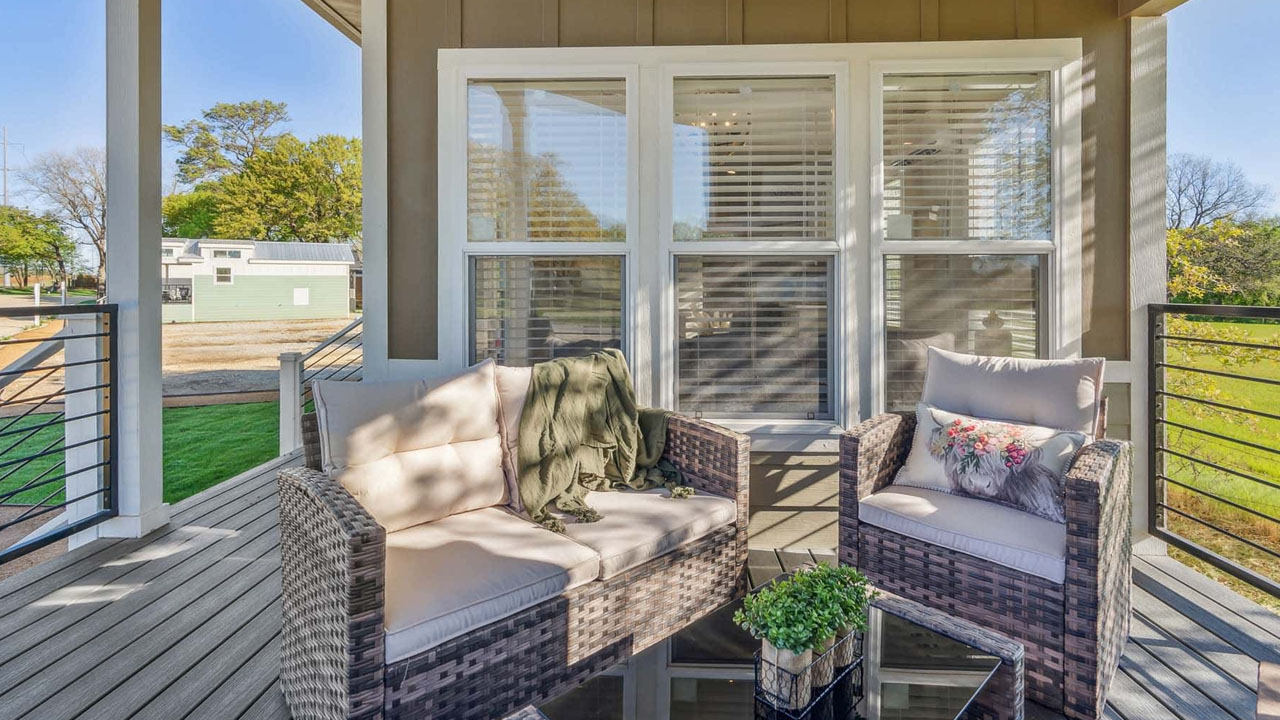 Liberty Landing Tiny House Park Model outdoor seating