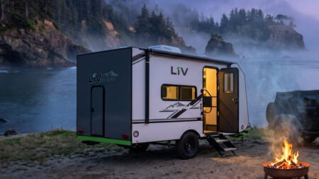 E-Leaf OffRoad Electric Trailer With Thermoplastic Unibody is Economical and Lightweight Liv RV E-Leaf Offroad thermoplastic travel trailer