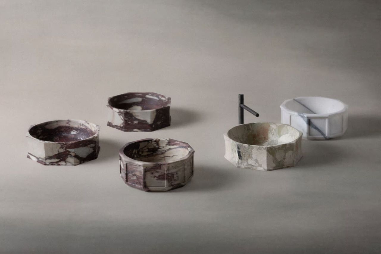 Luca Nichetto Designs Unique Washbasins for Kreoo Featuring Octagonal Motif
