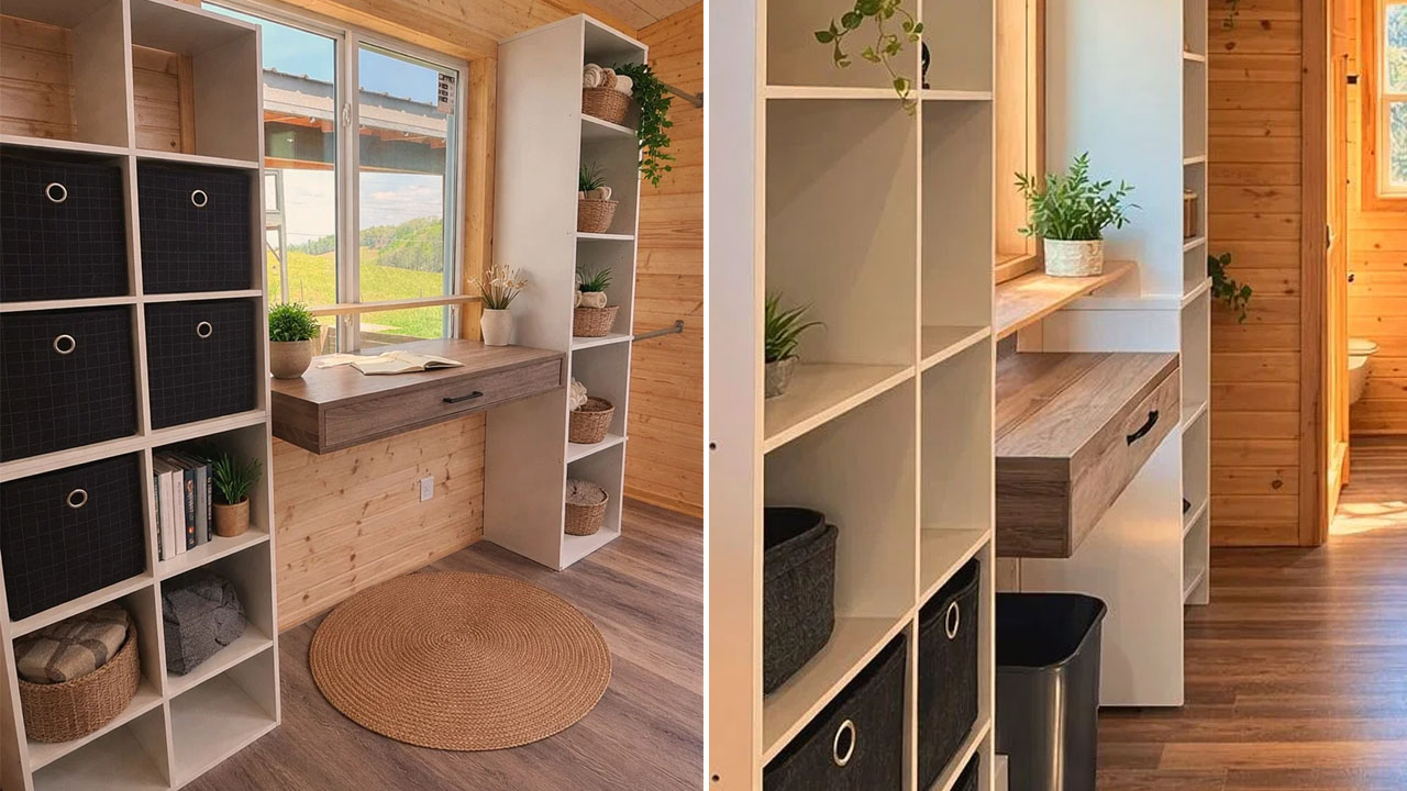 Meadow Cottage on Wheels-built in work desk