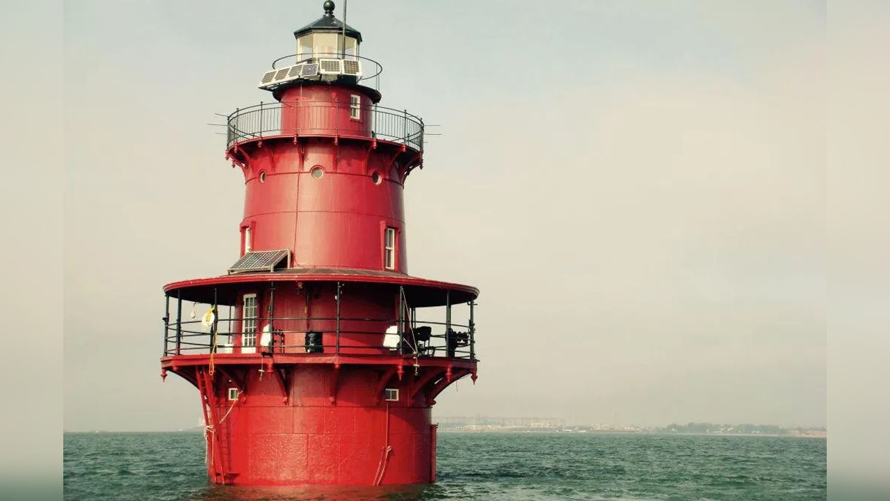 Middle Ground Lighthouse- bold red facade