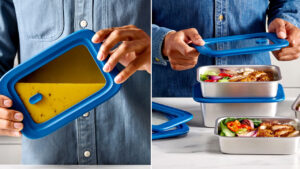 Misenware Universally Stackable Food Containers go in Grill, Oven, and Everywhere Food Goes Misenware Stainless Steel Food Containers are Stackable