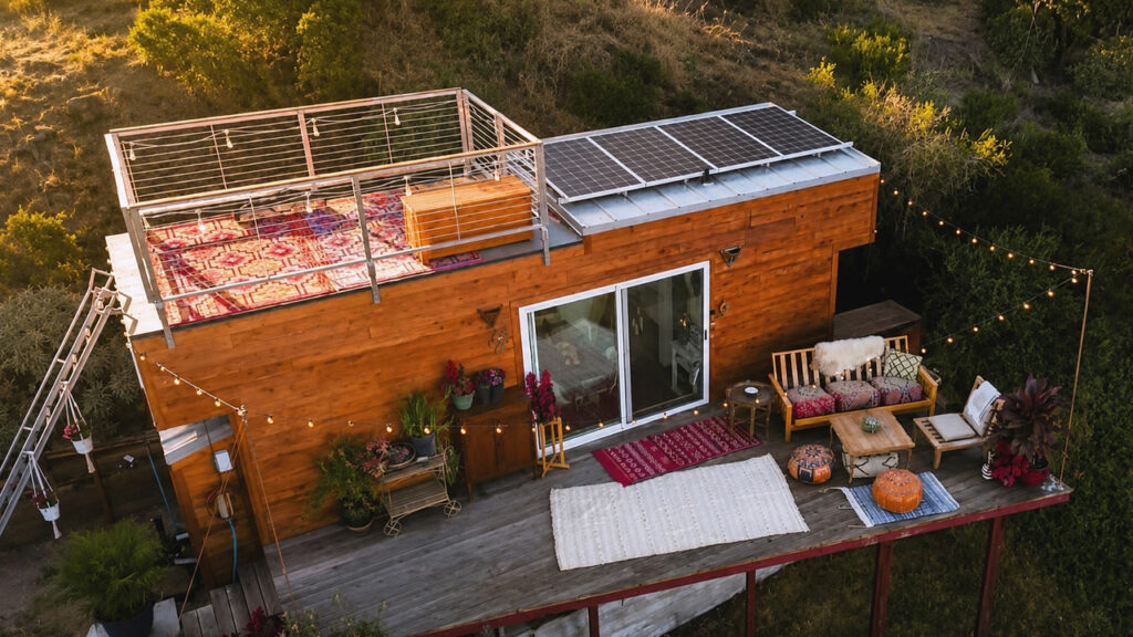 Moroccan Charm Comes Alive in This Dreamy Tiny House With Rooftop Deck and Whimsical Décor Moroccan Tiny House with Rooftop, Deck, and Solar Panels