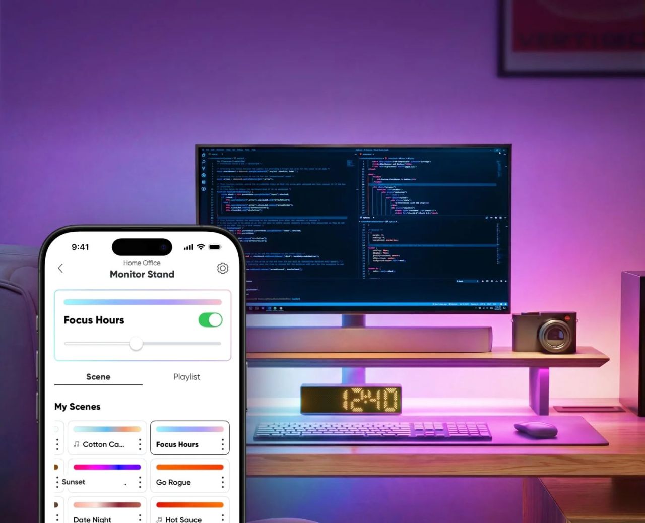 Nanoleaf Smart LED Monitor Stand With Built-in Screen-Mirroring RGB Lights