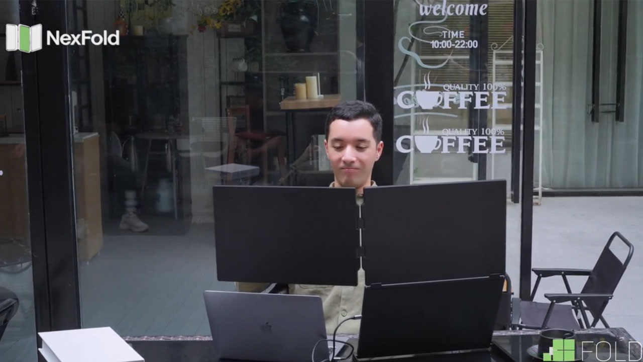 NexFold Fold7 Portable Inverted-L Shaped Triple Monitor