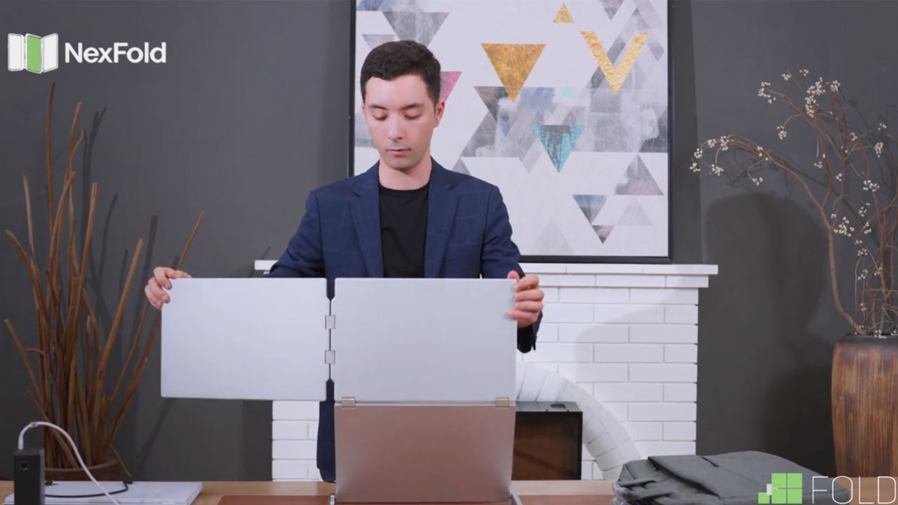 NexFold Fold7 Portable Inverted-L Shaped Triple Monitor