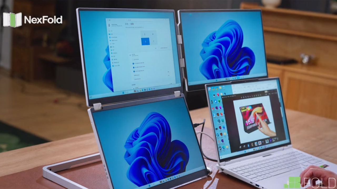 NexFold Fold7 Portable Inverted-L Shaped Triple Monitor