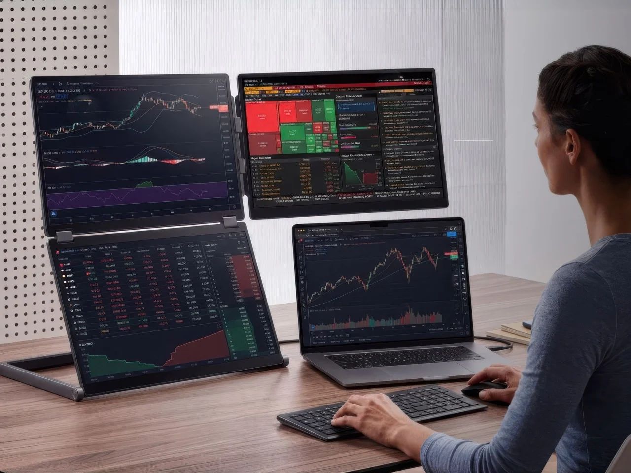 NexFold Fold7 Portable Inverted-L Shaped Triple Monitor