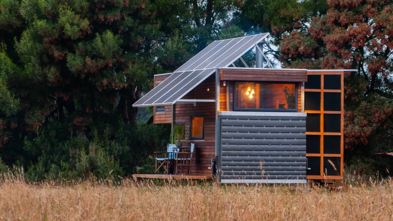 Off-grid sustainable tiny house-exterior