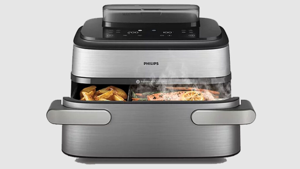 New Philips Airfryer 5000 Series Megabasket Lets You Split Its Basket Into Two Separate Cooking Zones Philips 5000 Series Megabasket Air Fryer With 10-Liter Flexible Basket