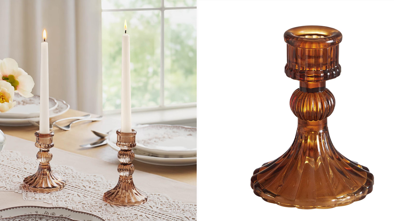 The Pioneer Woman Living Room Collection_Brown Glass Candleholder