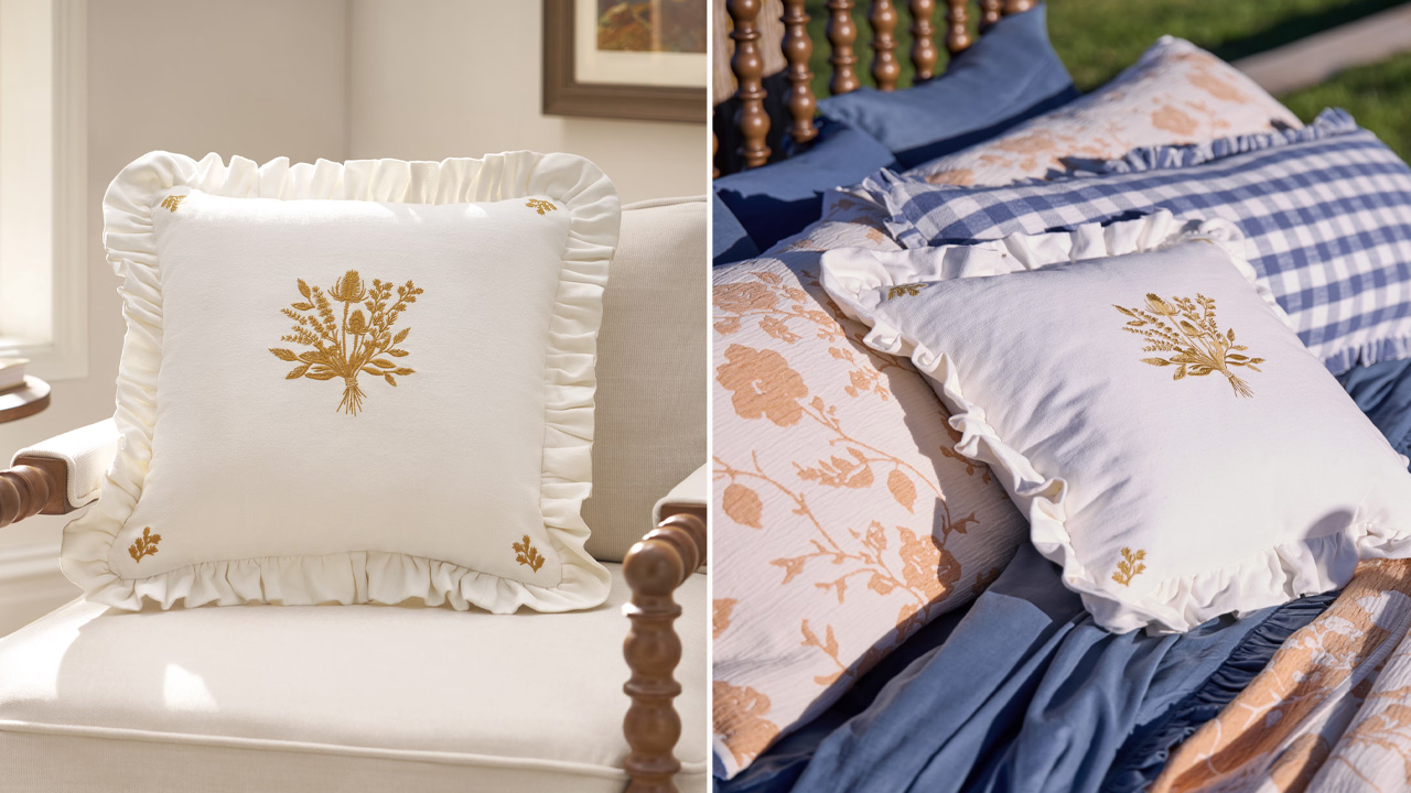 The Pioneer Woman Living Room Collection_ White Denim Square Pillow