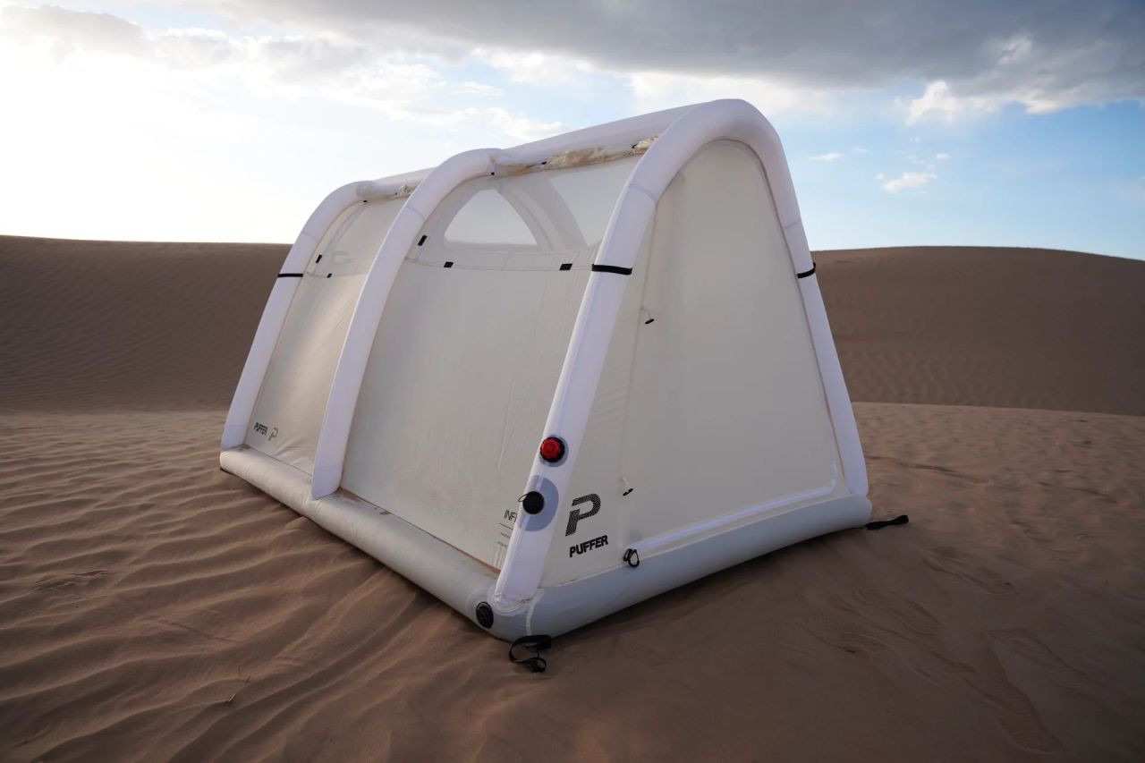 Puffer Tent Features Separate Inflatable Base and Structural Frame - easy to set up