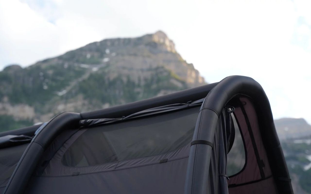 Puffer Tent Features Separate Inflatable Base and Structural Frame - top roof airbeam frame
