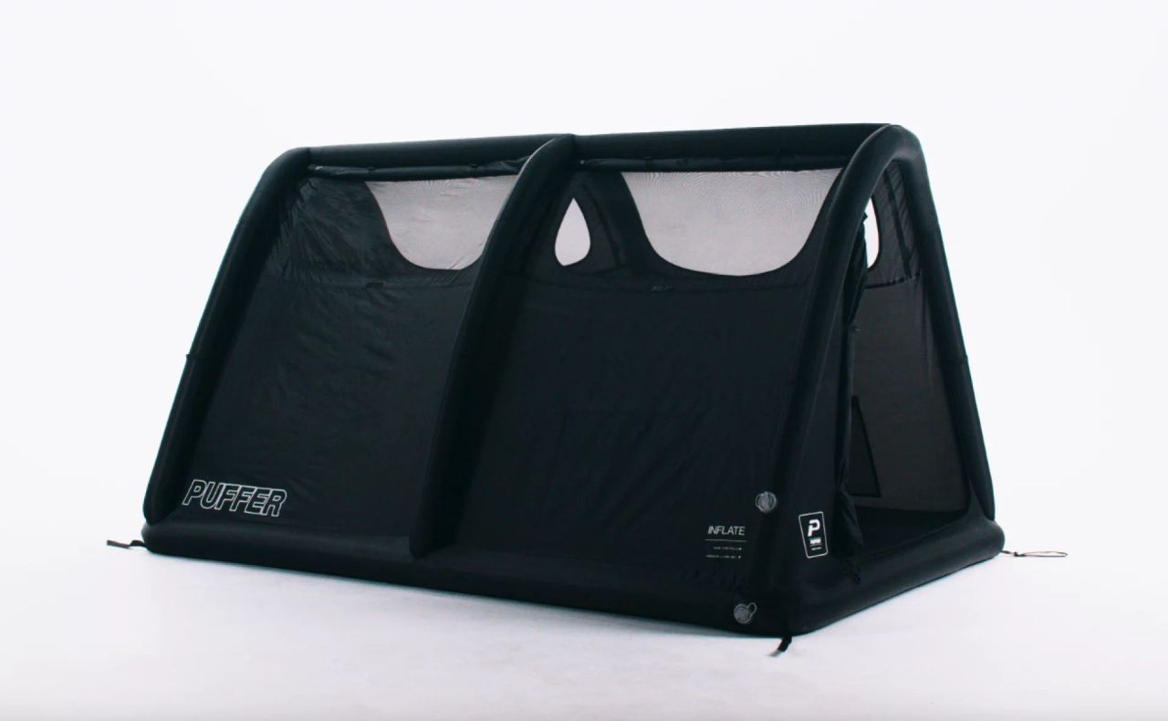 Puffer Tent Features Separate Inflatable Base and Structural Frame - sleeps two