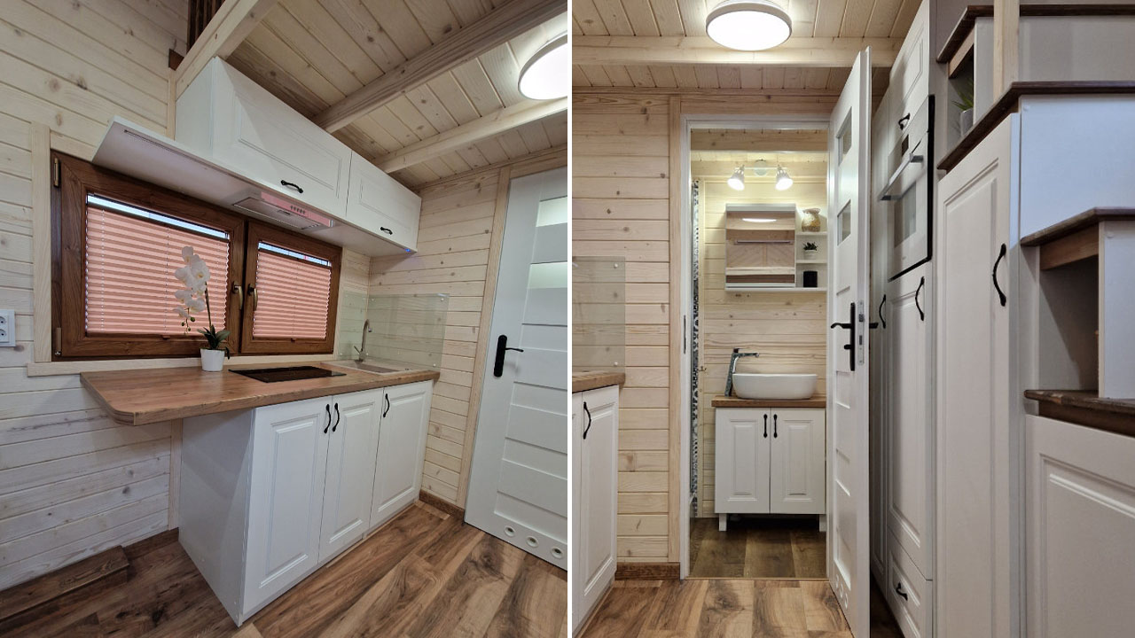 Rosa Tiny House-kitchen and bathroom