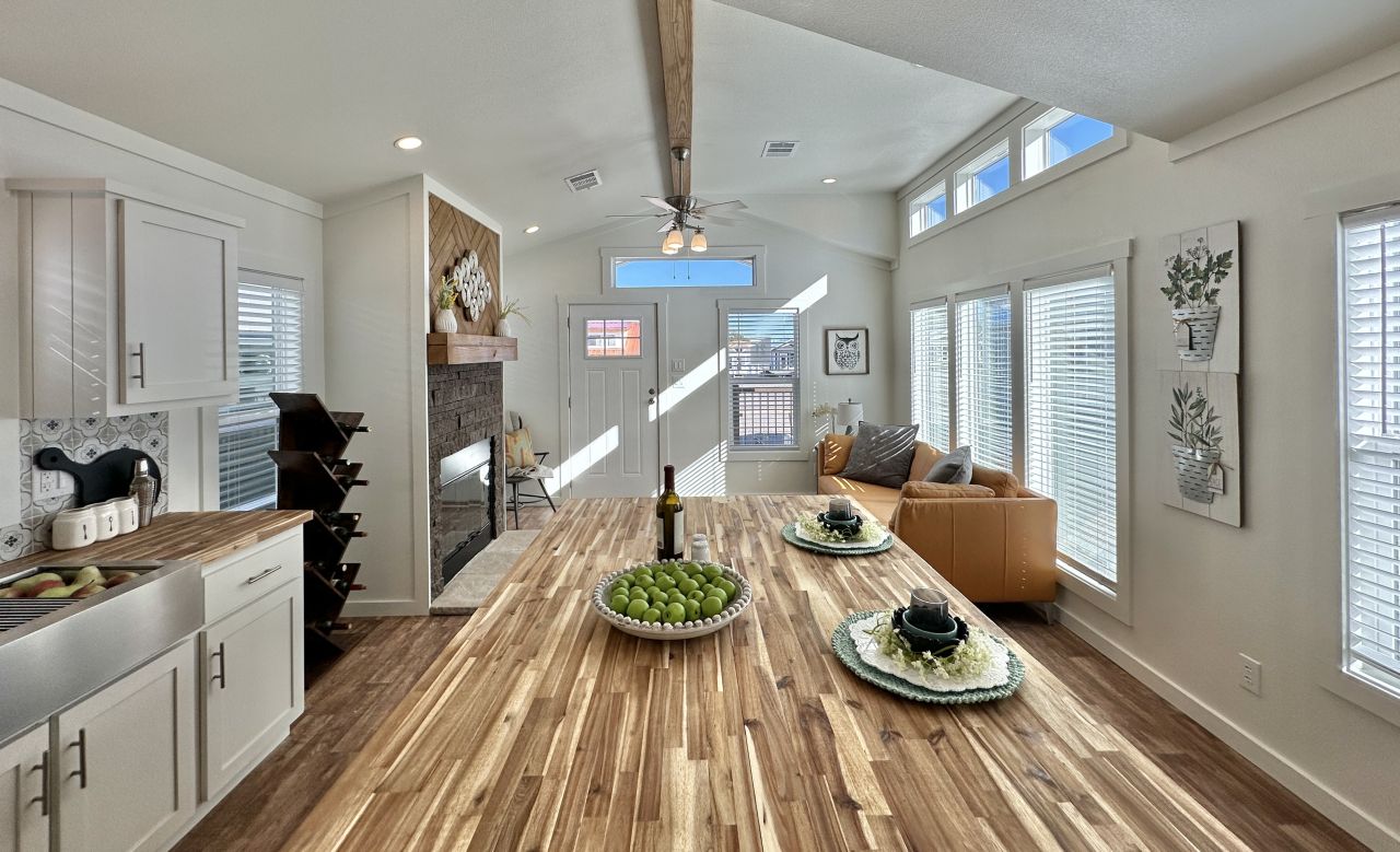 Sarasota tiny house Park Model kitchen island and dining