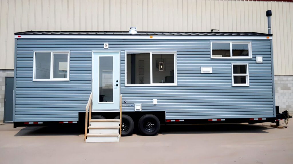 Two-Bedroom Smidge Tiny House Packs an Office and Murphy Bed in 368 Square Feet Layout Exterior of Smidge tiny house on wheels