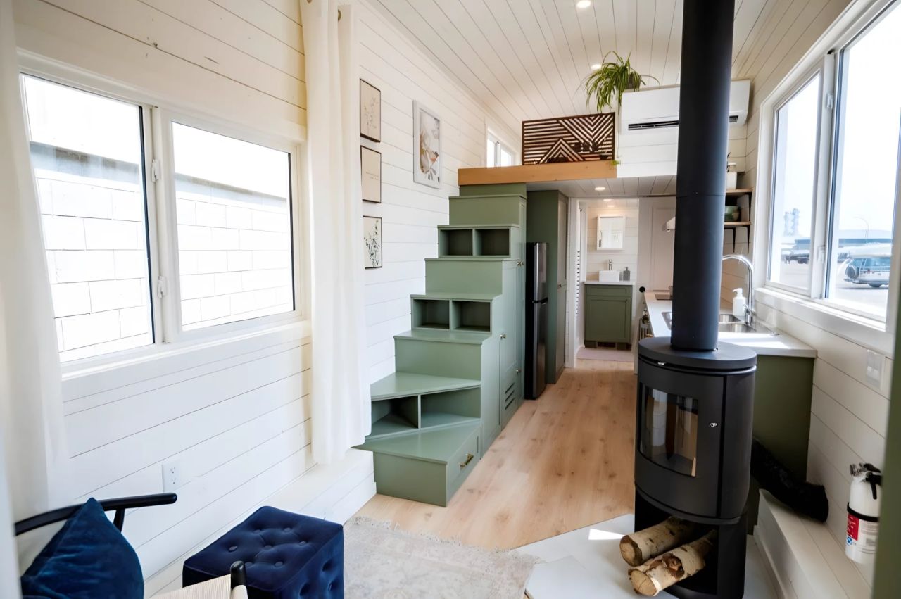 Interior of Smidge tiny house on wheels