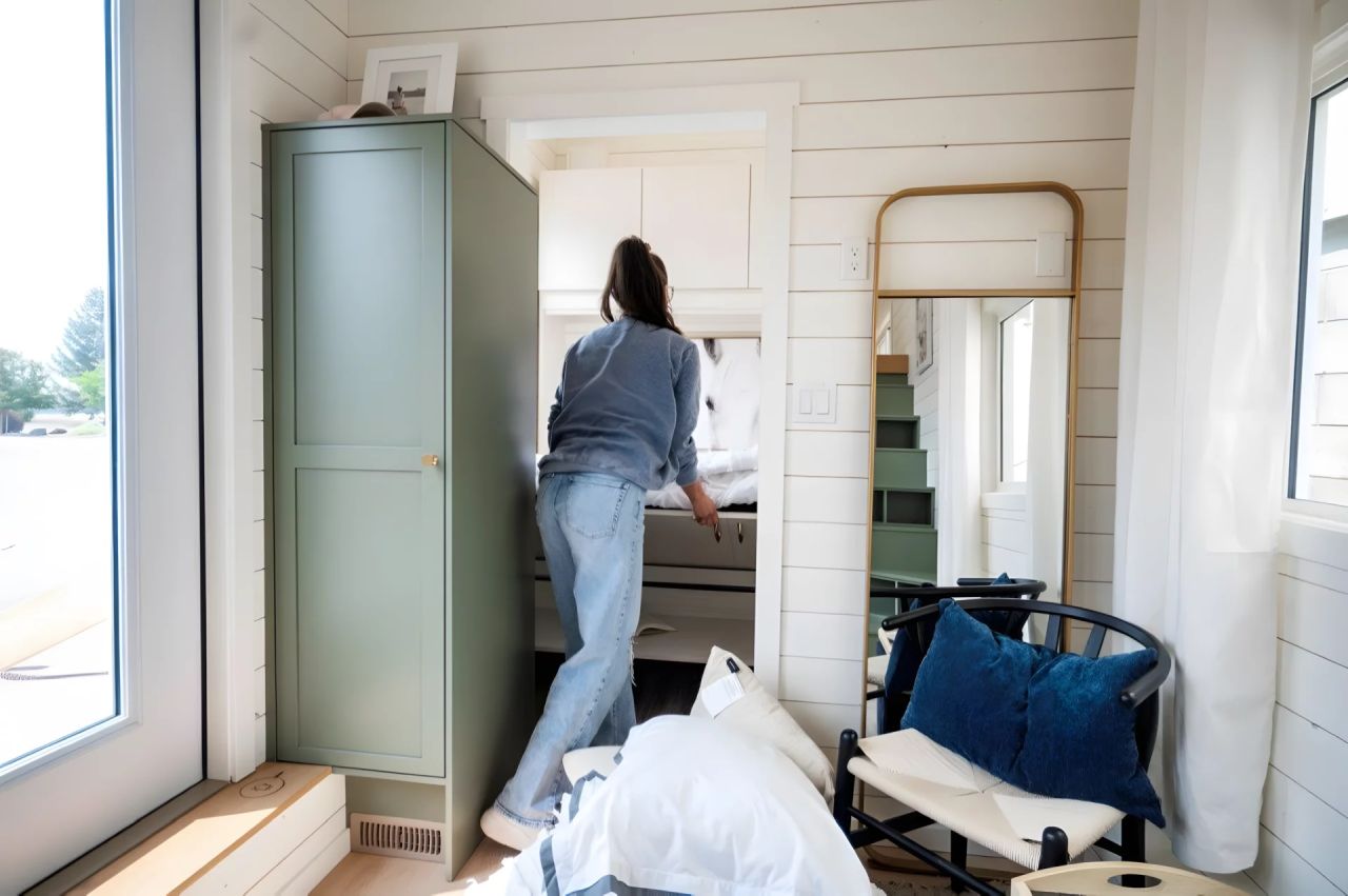 Interior of Smidge tiny house on wheels