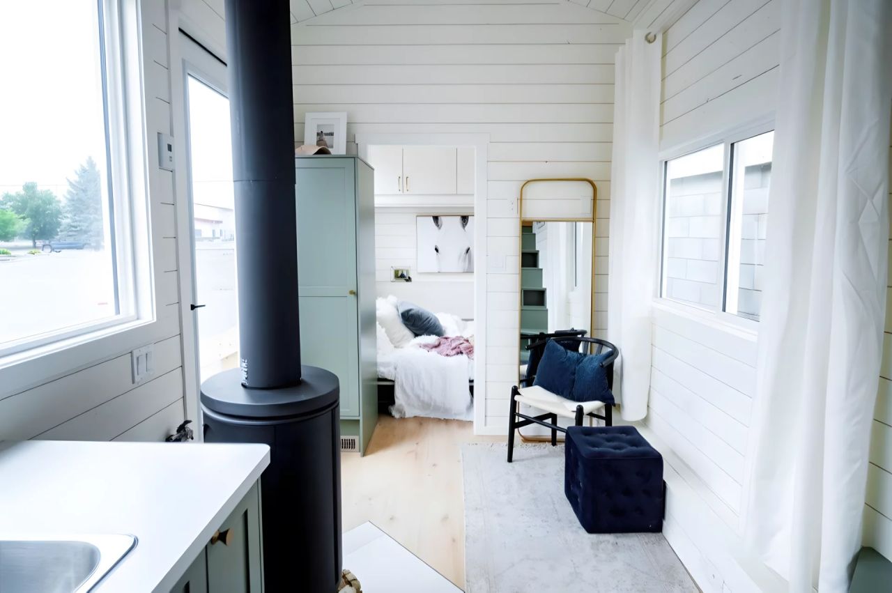 Interior of Smidge tiny house on wheels