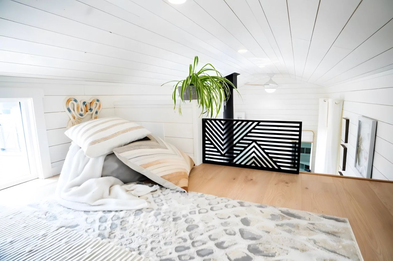 Interior of Smidge tiny house on wheels