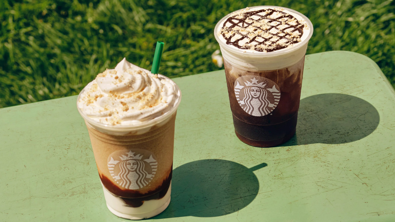 Starbucks S’mores Menu with three campfire-inspired drinks