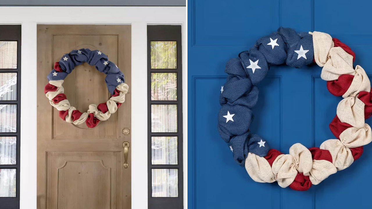Stars and Stripes Small Burlap Patriotic Wreath