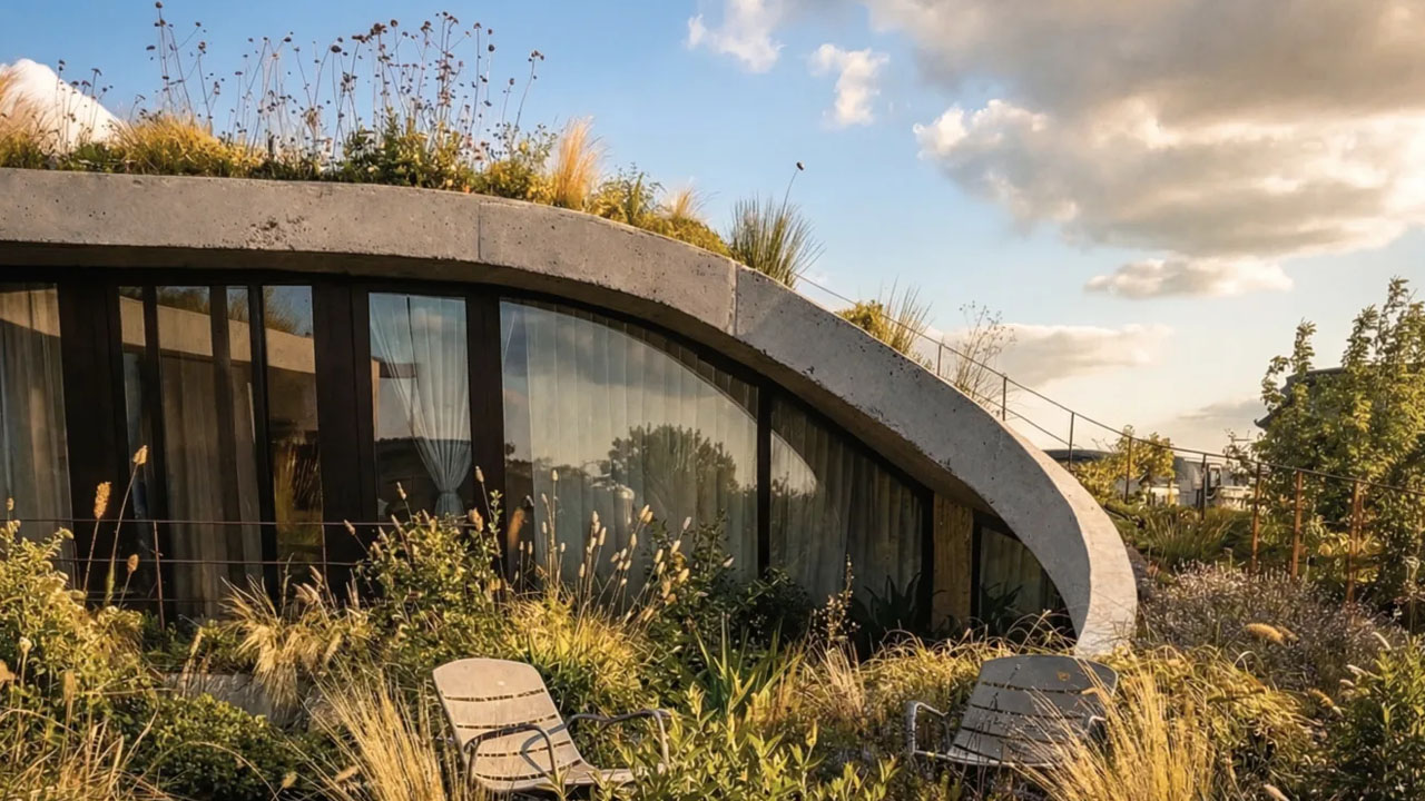 The GP House-outdoor patios in spiral rooftop garden