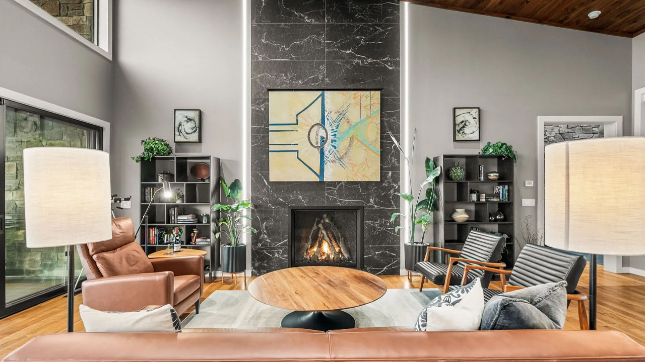 The Overlook at Greers Ferry Lake-dramatic fireplace-6