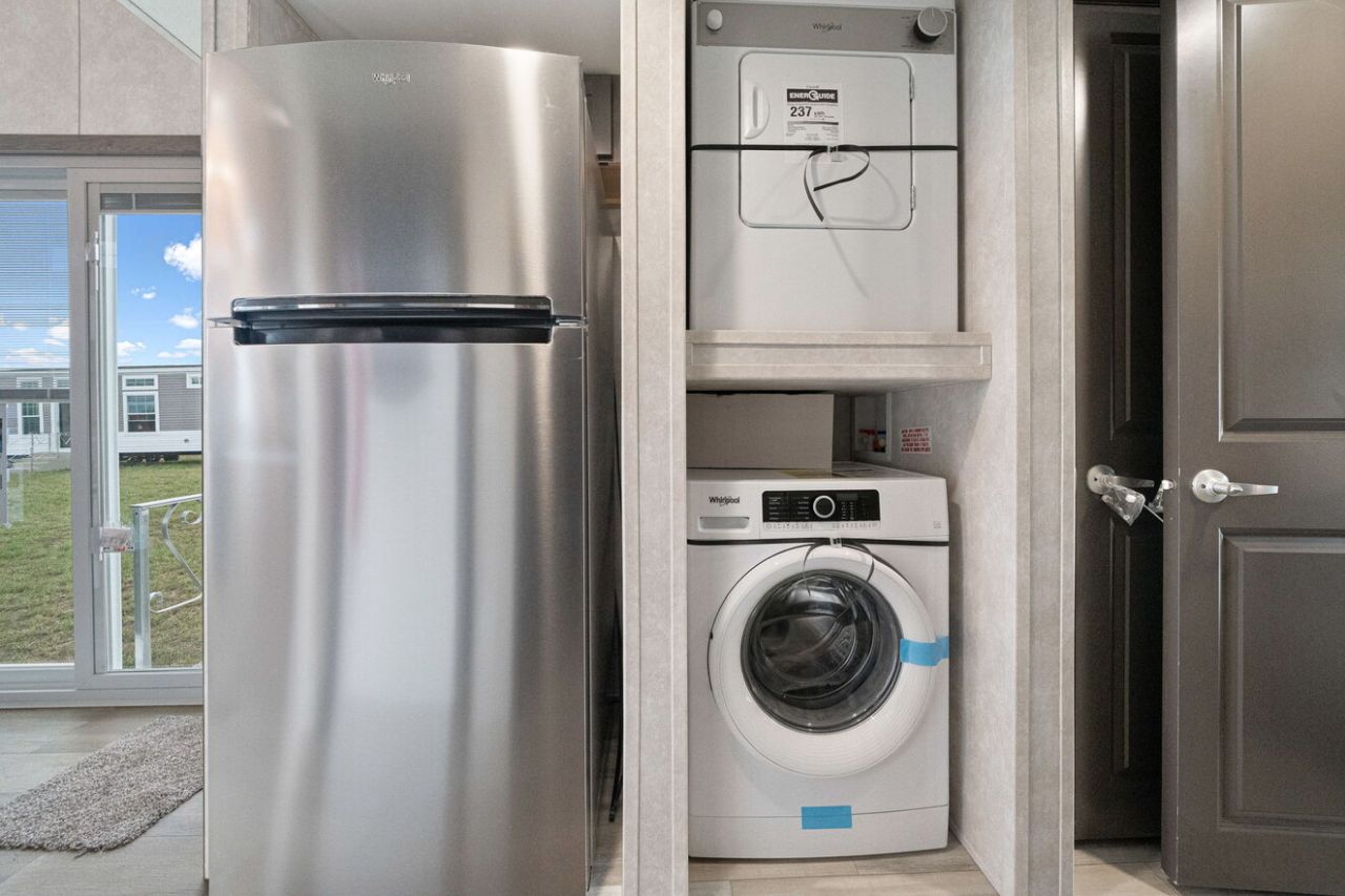 Timber Creek tiny house on wheels washer dryer