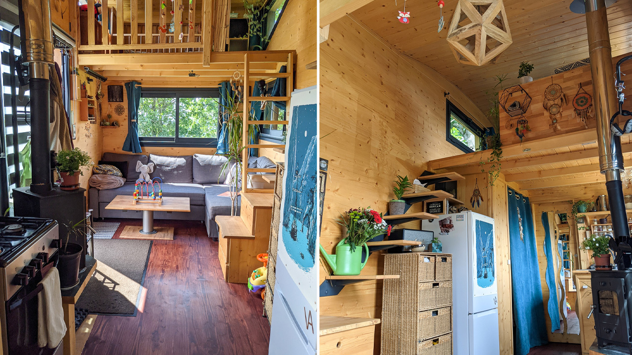 Beautiful interior of Virginie and Mathieu Curved-Roof Tiny House