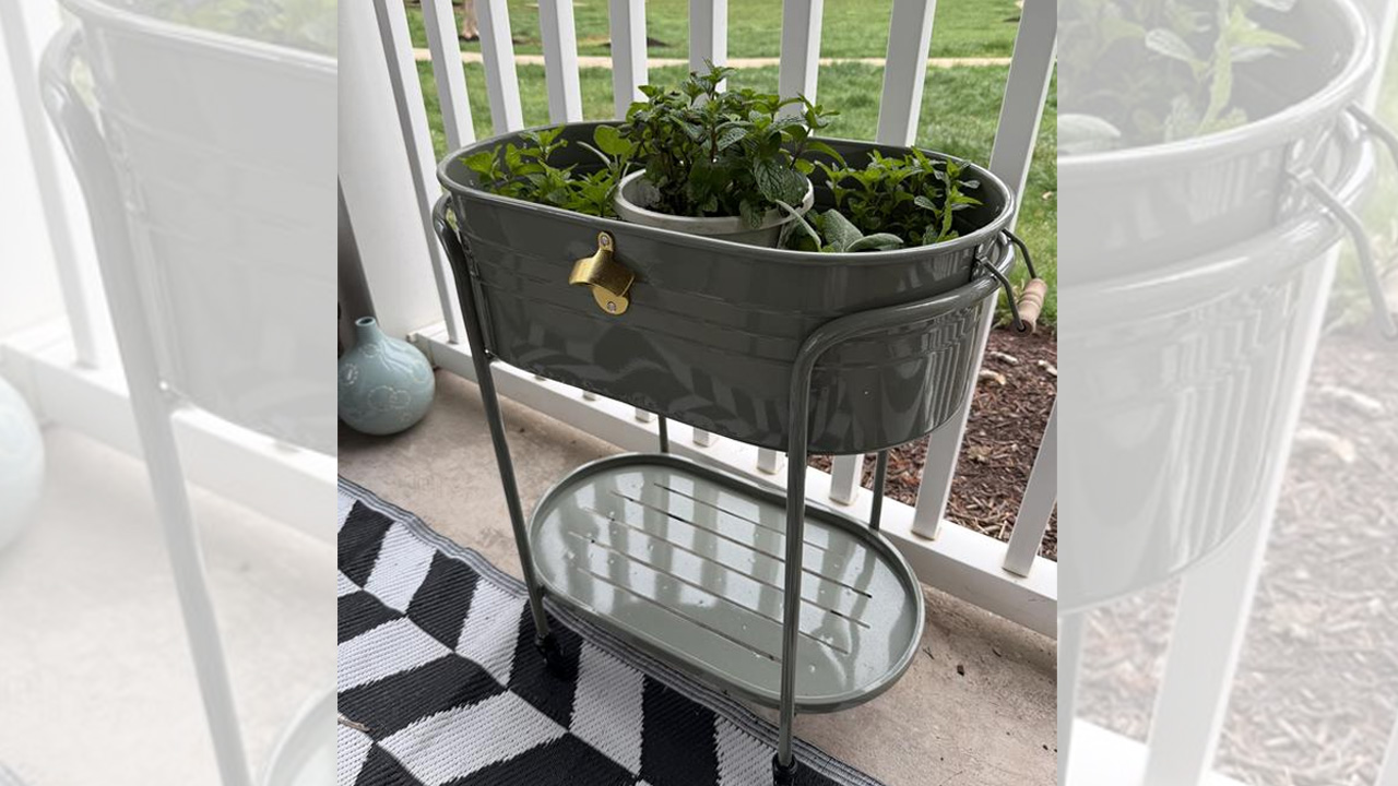 Tractor Supply Red Shed Ice Bucket Stand with Bottle Opener can be Used as a Planter