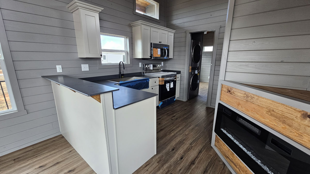Veranda Tiny House fireplace