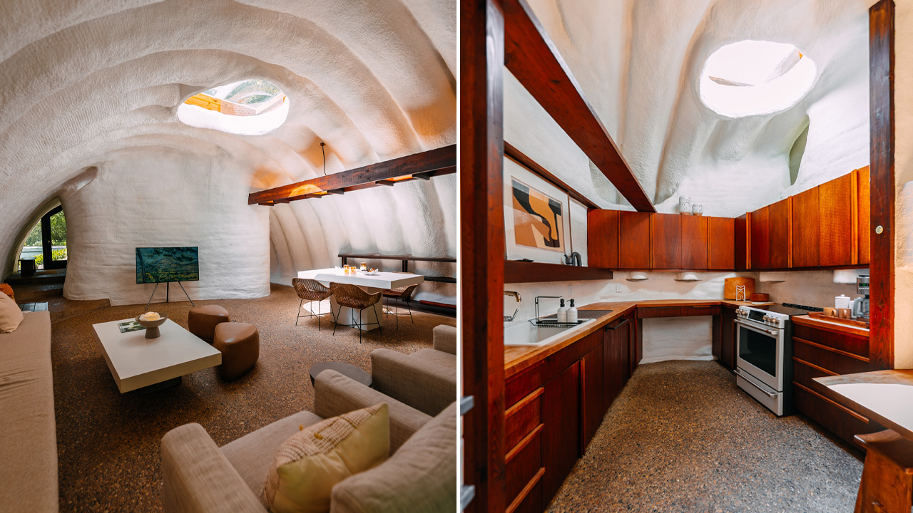 Wisconsin Hobbit House kitchen and living area